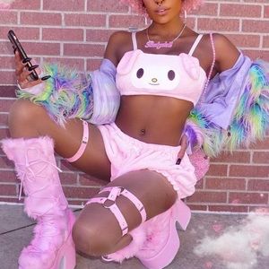 Pink fuzzy my melody 2 piece women’s set
